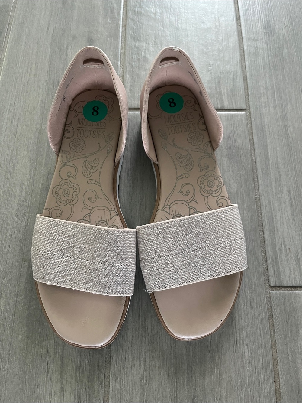 Mootsies Tootsies shimmering Light Pink Elastic Strap Open-Toe Sandals